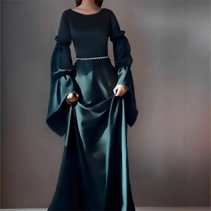 Robe Élégante Vert Paon – Charme et Raffinement