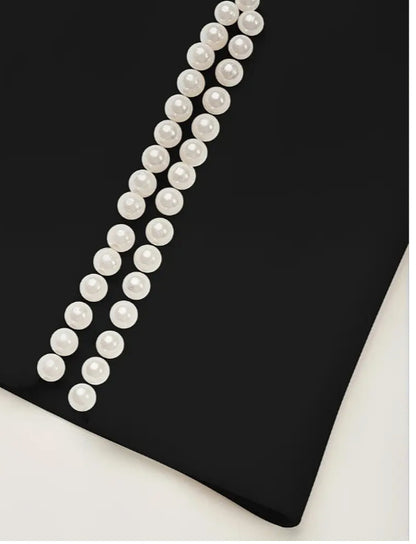 Robe Élégante avec Manches Fendues et Perles